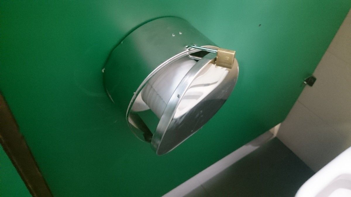 Papel higiénico con candado en los aseos de la estación de Santa Justa