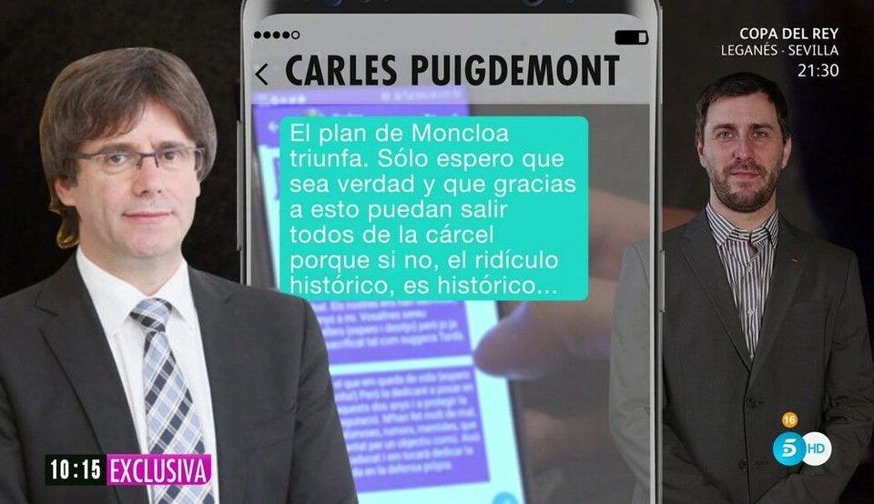 Mensaje de Puigdemont difundido por Tele5