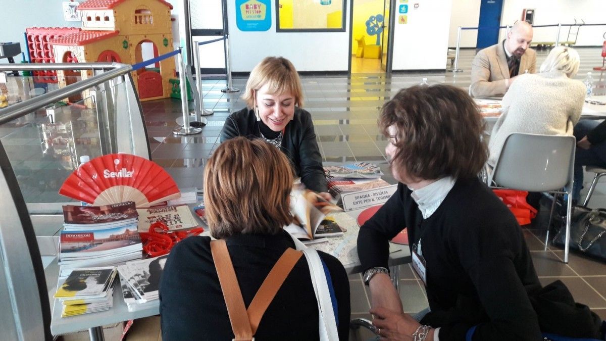 El stand de Sevilla en el Workshop ‘Torino Airport Meets Travel Agencies’