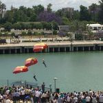 El Ejército del Aire tiñe el cielo de Sevilla con los colores de la bandera de España