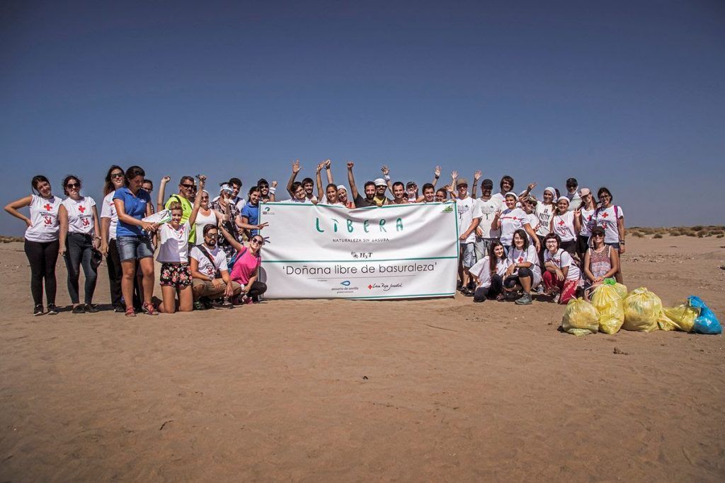 Voluntarios en la limpieza de Doñana