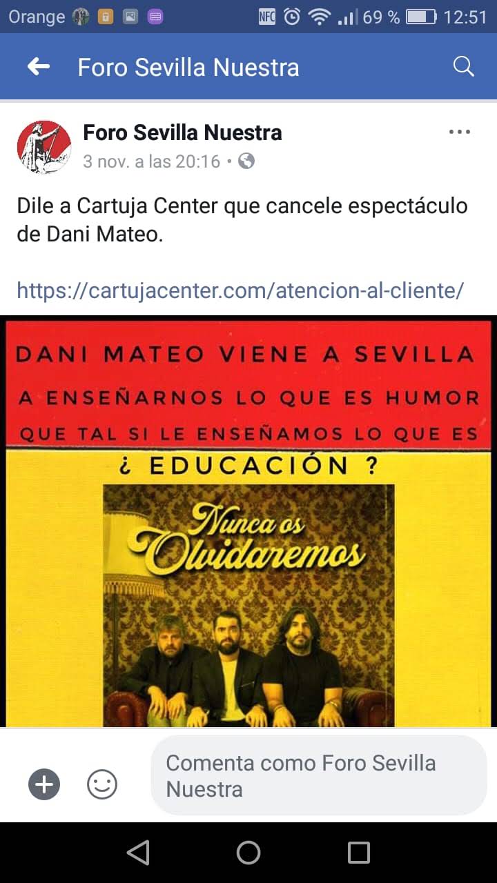 Contra el acto de Dani Mateo en Sevilla