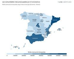 La alarma por el coronavirus en España crece un 760.900% en tan solo tres meses