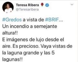 La ministra de Medio Ambiente disfruta de las vistas en un incendio forestal