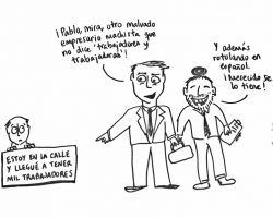Profesor Jaén a trazos. «Y además rotulando en español…»